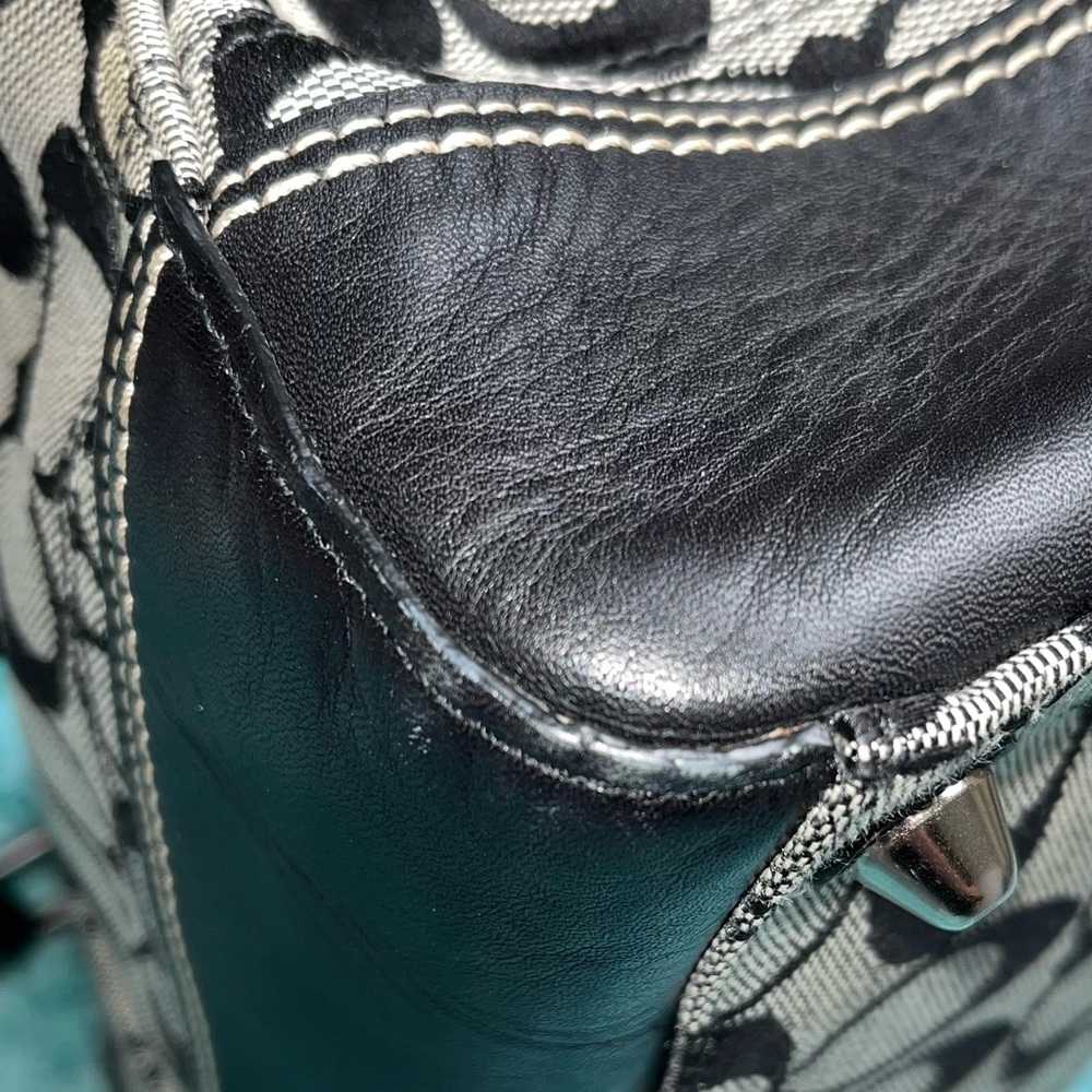 Coach Black and Cream Monogram Tote Bag - Picture 7 of 13